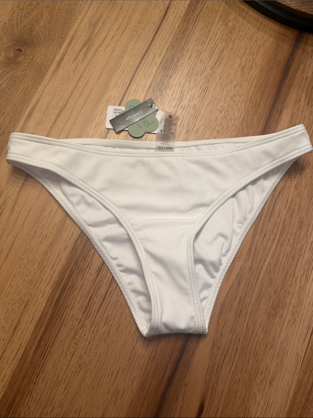 Damsel White Ribbed Bikini Bottom